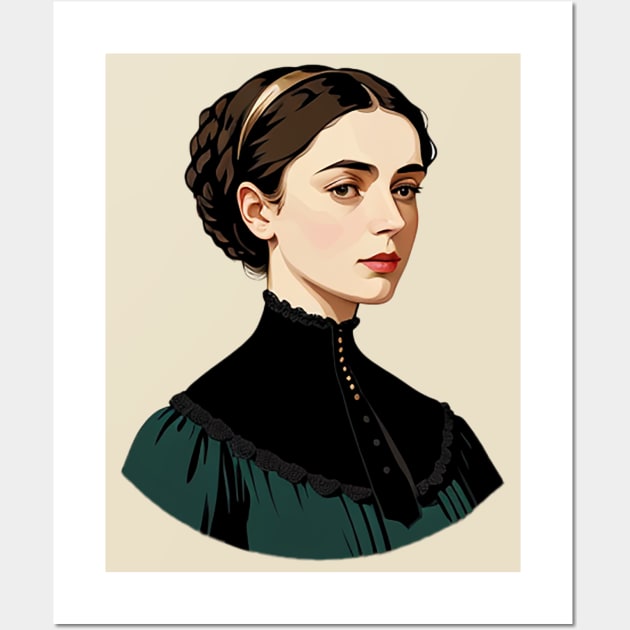 Sad Victorian Lady Wearing a Green and Black Blouse Wall Art by CursedContent